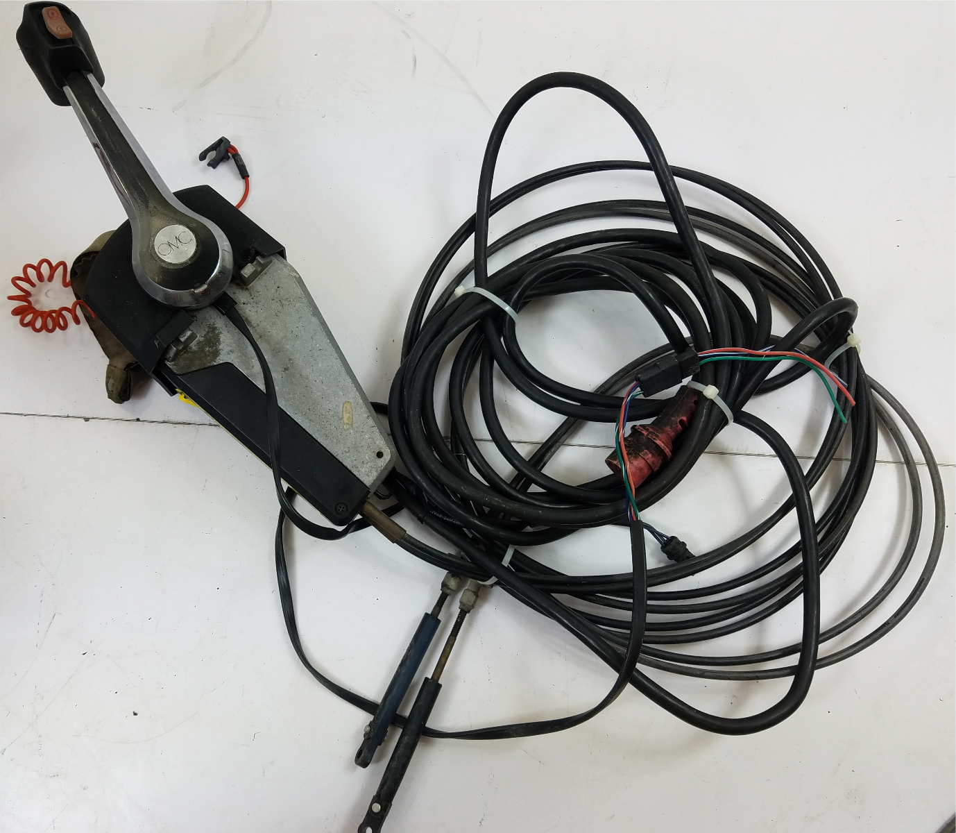 OMC Binnacle Mount Control Box W/ Trim Switch Cables Harness & Key ...