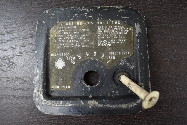 307386 0307386 Johnson Evinrude 1950's & 1960's Control Panel Plate