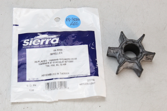 NEW! Sierra Impeller 18-3069 Rep Yamaha 6H3-44352-00-00 Marnier 47-81423M