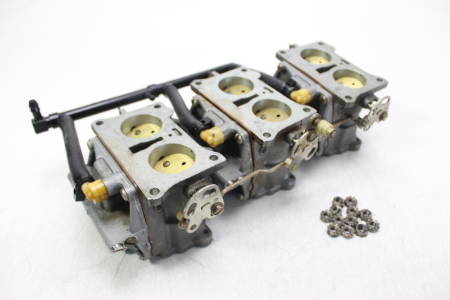 392602 392603 Johnson Evinrude 1982 Carburetor Set of 3 w/ Fuel Manifold 150 HP