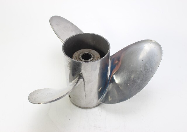 14-1/2 x 22 Stainless Steel Raker Propeller Johnson Evinrude 15 Spline 6 MO WTY