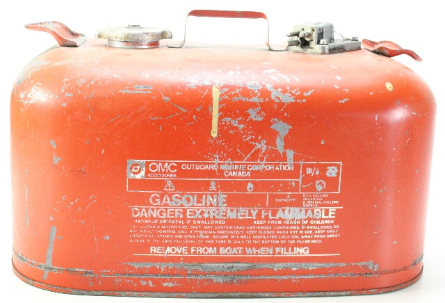 Vintage Johnson OMC Metal Outboard Portable Fuel Gas Tank 6 Gallon