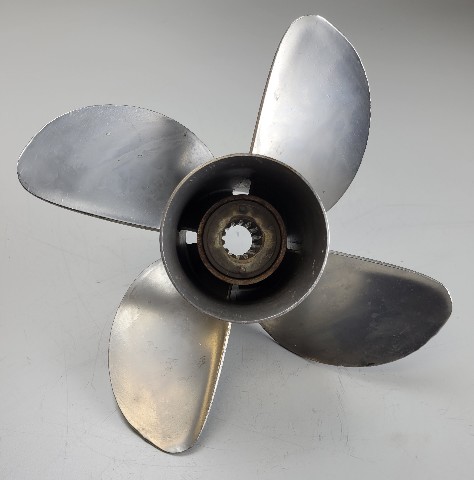 878612A46 Mercury Trophy Sport 4 Blade SST RH 10-5/8 x 12 Propeller 25-75 HP