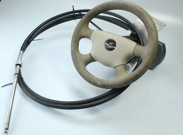 SSC13415 Teleflex 15' Rack & Pinion Steering Cable W/ Steering Wheel & Dual Helm