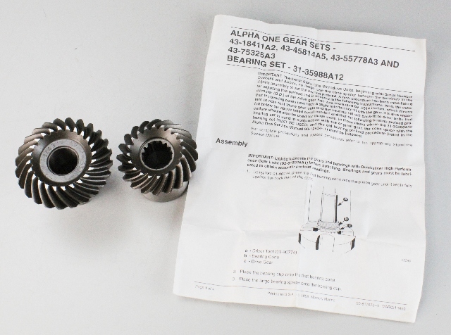 55778A3 Mercruiser 1983-1997 Gear Set R/MR/Alpha One & Gen II 1.98:1 NEW OEM!