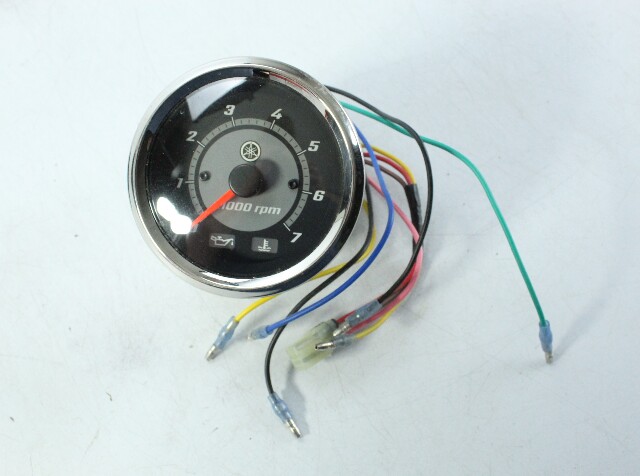 OEM Yamaha CB - CS Analog Tachometer Black 8 Wire Black With Chrome Bezel
