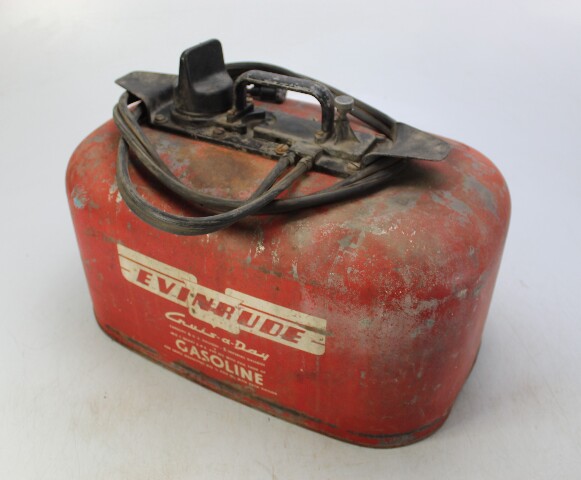 Vintage Evinrude Cruis-A-Day Metal Outboard Fuel Tank w/ Hoses 6 Gallon