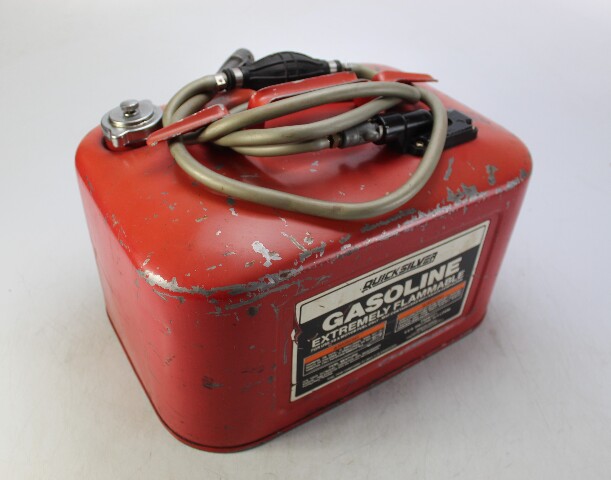 Vintage Mercury Quicksilver Metal Outboard Fuel Tank w/ Hose 6 Gallon