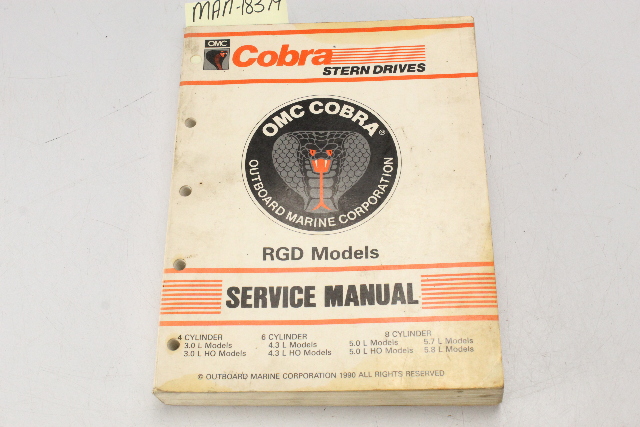 OMC Cobra Stern Drive 1991 RGD Service Manual 4 6 8 cylinder 507953