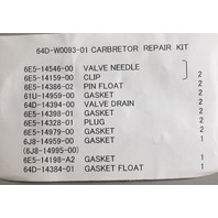 NEW! 64D-W0093-01-00 Yamaha 2002 & UP Carburetor Repair Kit 150 HP