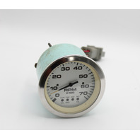 Used 64477F Teleflex RPM Tachometer System Oil Temp Engine Check Gauge 0 - 70 RPM