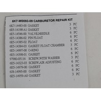 6K7-W0093-09-00 Yamaha 1987-1991 Carburetor Repair Kit 150 175 200 225 HP NEW