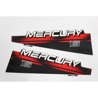 New Old Stock OEM Mercury 15 HP Decal Set Red / Black 6 8 9 15 HP