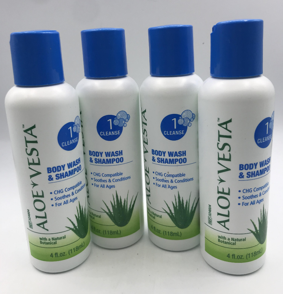 LOT OF 4 ALOE VESTA BODY WASH AND SHAMPOO 4 FL. OZ. 118 ML. MDG Sales