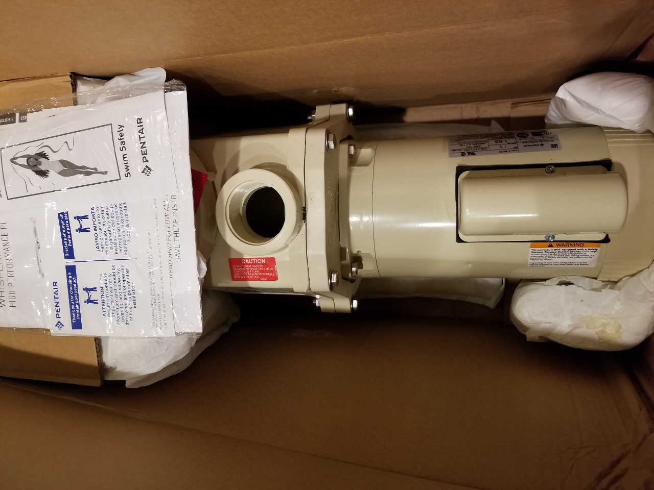 PENTAIR WHISPERFLO 1HP WFE4 INGROUND SWIMMING POOL PUMP 011513 MDG