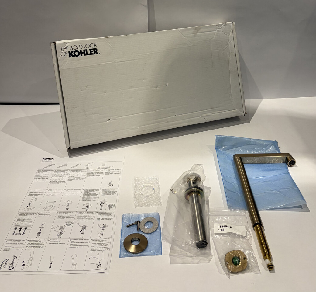 KOHLER 23887-BV 1.2 GPM VESSEL BATHROOM FAUCET ROW DESIGN SPOUT AND DRAIN 