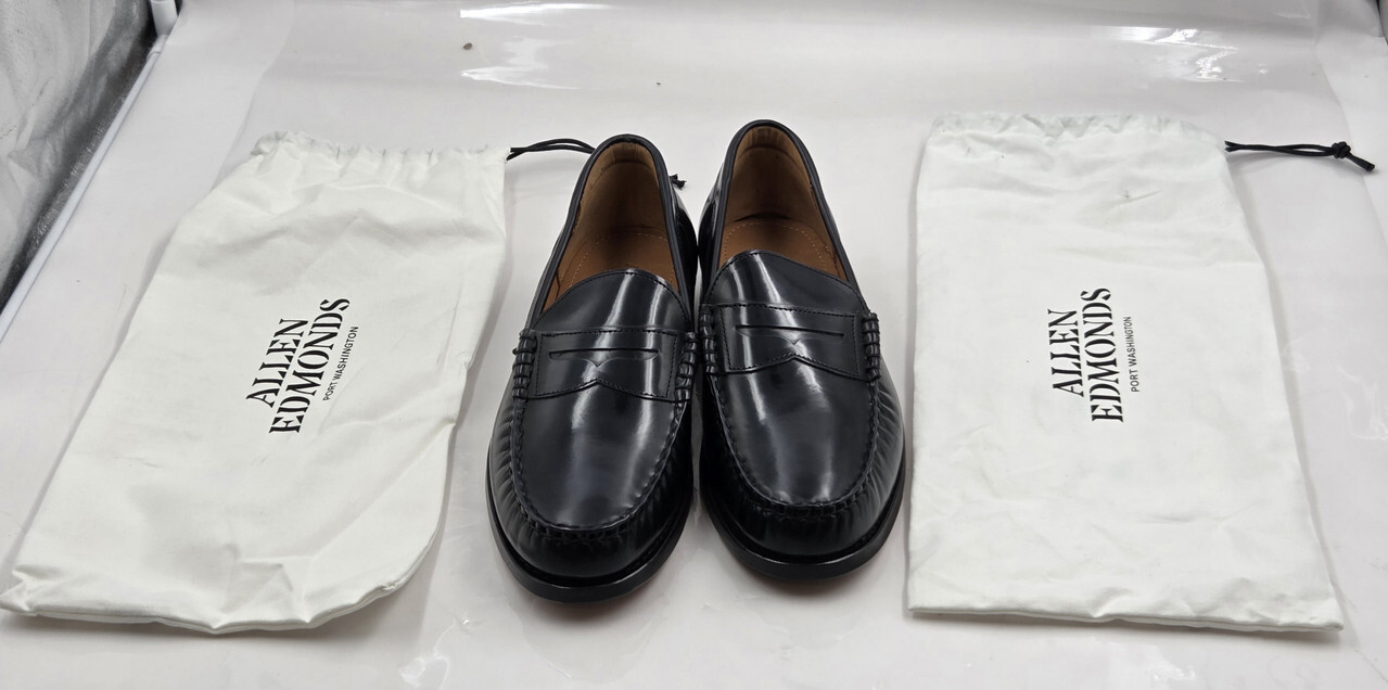 ALLEN EDMONDS NEWMAN MEN'S LEATHER PENNY LOAFERS SZ 9 D BLACK