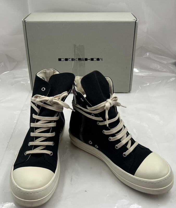 RICK OWENS DRKSHDW HIGH-TOP SNEAKS DU01C6800 DQ1 BLACK/MILK/MILK SIZE 8M EU41