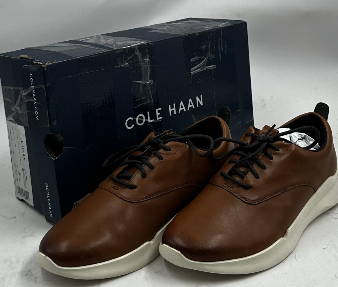COLE HAAN MENS C40270 BRITISH TAN GRAND+360 CROSSCOURT LEATHER SNEAKERS 8.5 41.5