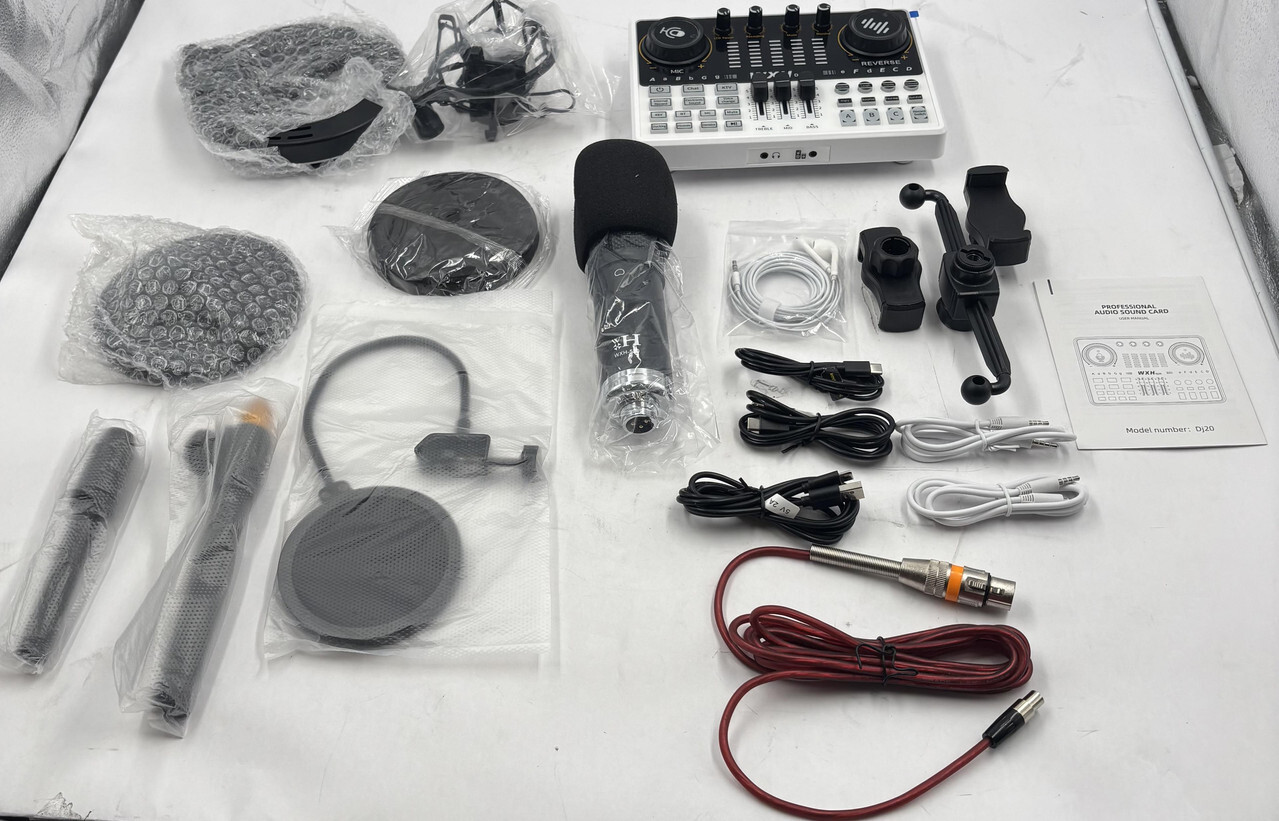 WXH DJ20 PROFESSIONAL AUDIO MULTIFUNCTION SOUND CARD WITH MICROPHONE AND STAND