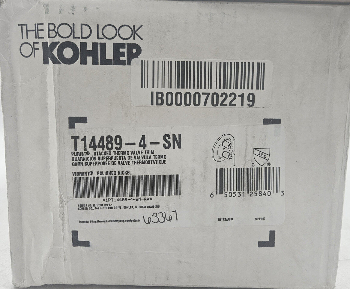 KOHLER K-T14489-4-SN THERMO VALVE TRIM ONLY W/ DUAL LEVER HANDLES & VOLUME CONTROL