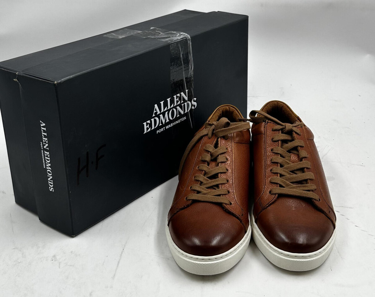 ALLEN EDMONDS COURTSIDE LOW-TOPO LEATHER DRESS SNEAKERS 7 E CHILI LE 5639