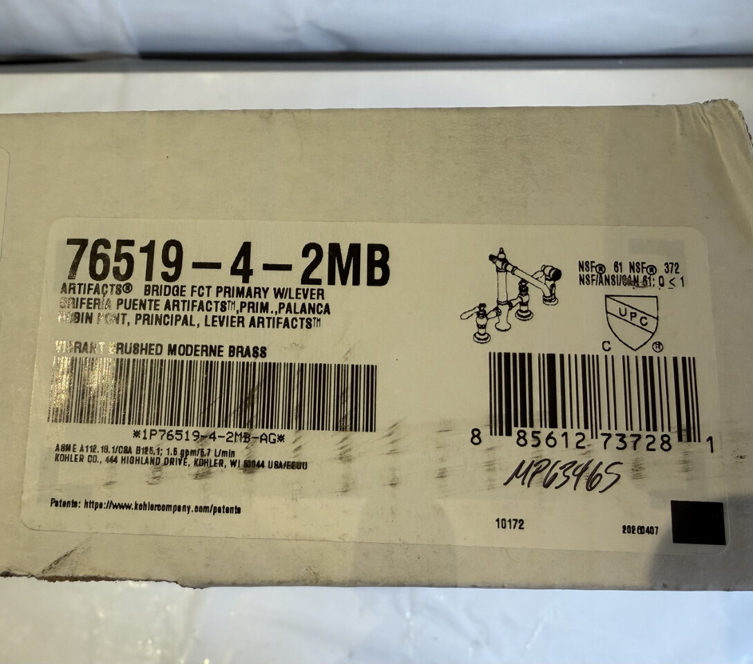 KOHLER ARTIFACTS THREE-HOLE BRIDGE KITCHEN FAUCET W SIDE SPRAYER 76519-4-2MB
