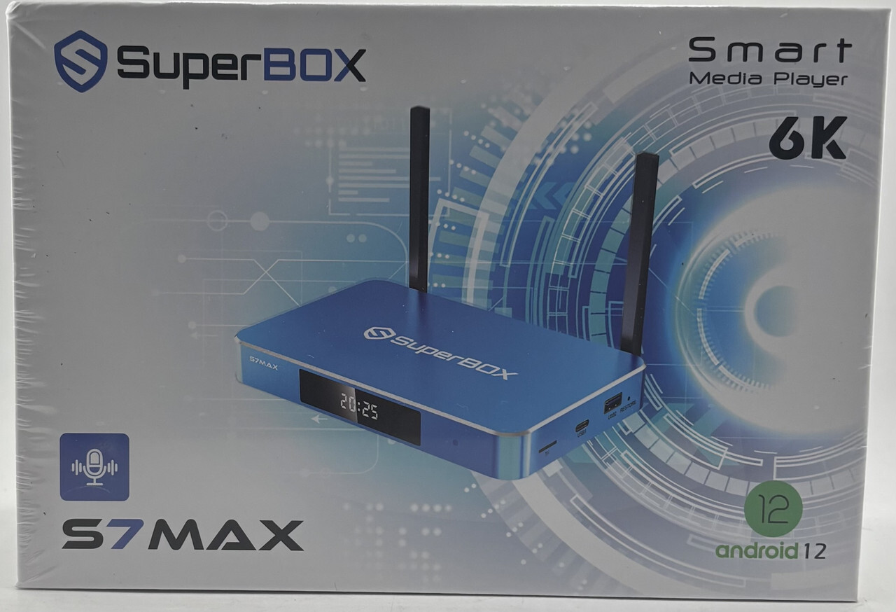 SUPERBOX S7MAX SMART MEDIA PLAYER 6K ANDROID 12 1000M ETHERNET WIFI 6