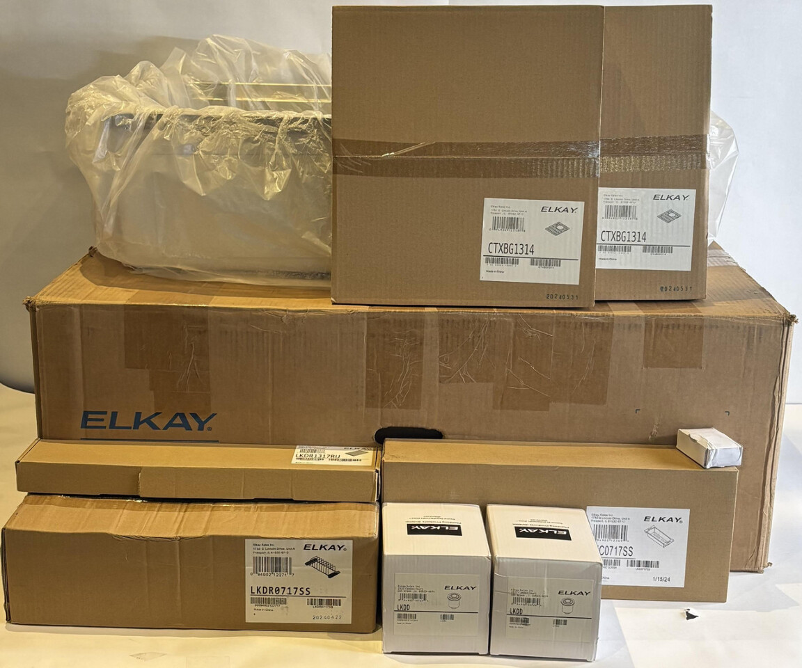 ELKAY 31.5" EFRUAQ31169TWC CROSSTOWN AQUA DIVIDE STAINLESS STEEL DOUBLE SINK KIT