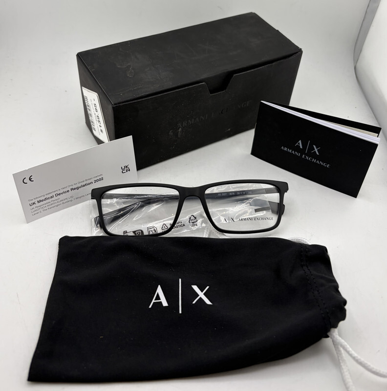 ARMANI EXCHANGE 0AX3027 MENS EYEGLASSES GLASSES FRAMES 55-16-140 BLACK 8087