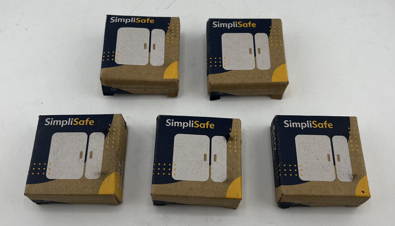 LOT OF 5 SIMPLISAFE ES3 WHITE WIRELESS ENTRY DOOR / WINDOW SENSOR