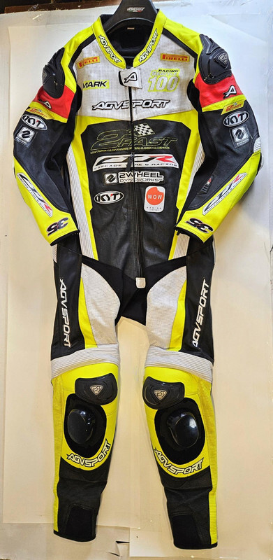 AVGSPORT MONZA R ONE-PIECE RACING SUIT NEON YELLOW-BLACK-WHITE S58
