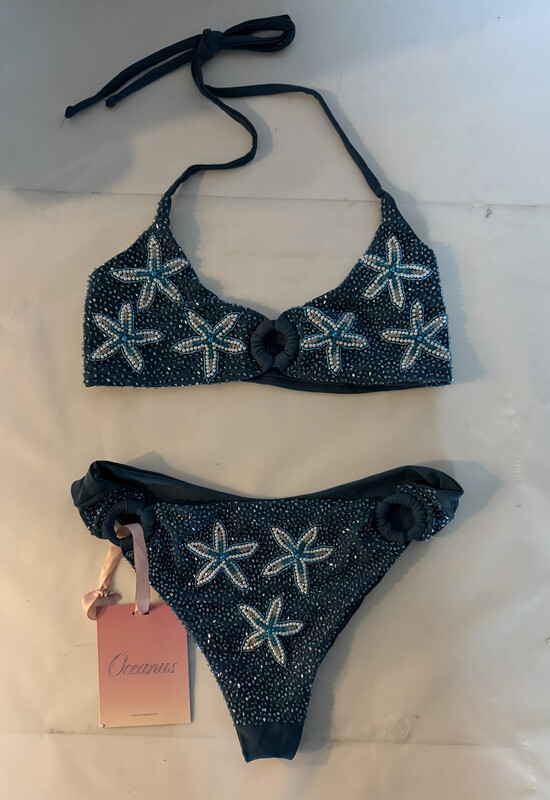 OCEANS MIAS MARINA BIKINI TOP AND BOTTOM COLOR NAVY SZ X SMALL XS NEW