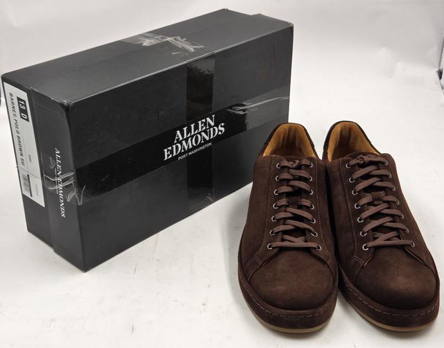 ALLEN EDMONDS BARNES MENS LACE-UP SUEDE DRESS SNEAKERS SZ 13 D BROWN SUEDE