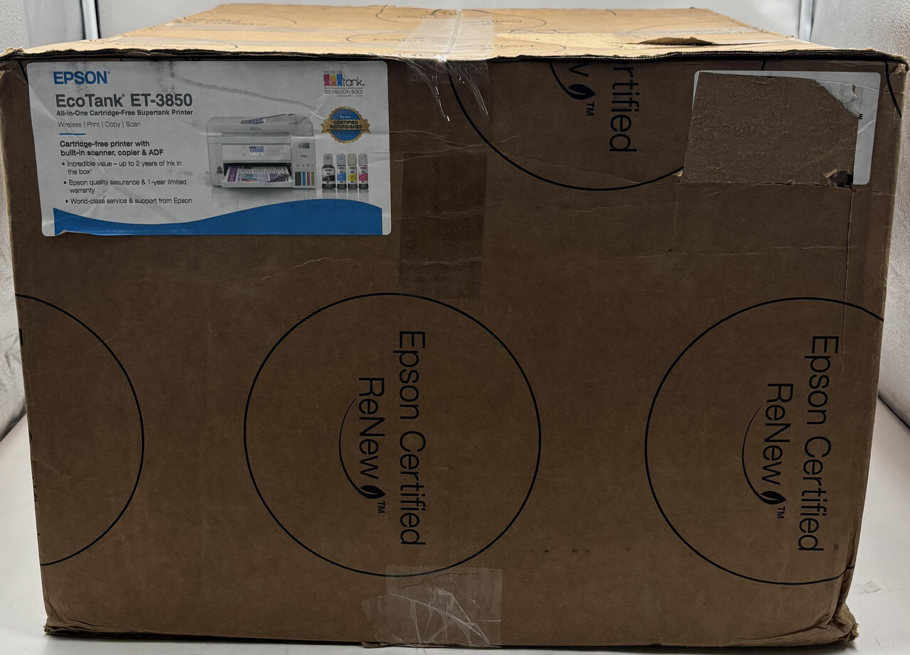 EPSON ECOTANK ET-3850 WIRELESS MULTIFUNCTION PRINTER WHITE INKJET
