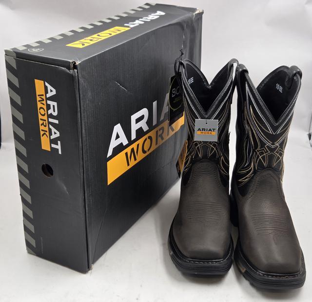 ARIAT WORK BIG RIG BOA WATERPROOF SOFT TOE WORK BOOT IRON COFFEE/BLACK SZ 10 EE