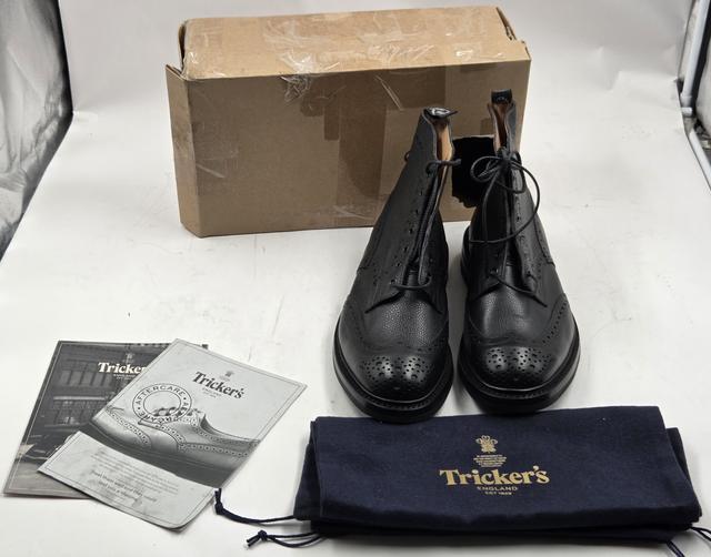 TRICKER'S STOW COUNTRY BOOT BLACK LLAMA LEATHER UK 10 US 11 EU 44
