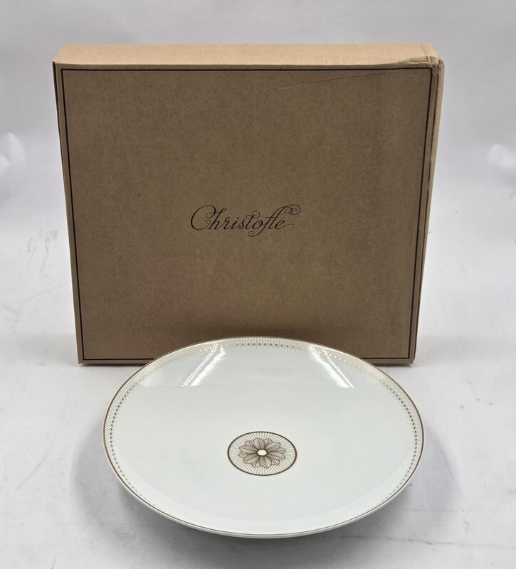 CHRISTOFLE MALMAISON IMPERIAL PORCELAIN OPEN VEGETABLE DISH GOLD 29CM B07688210