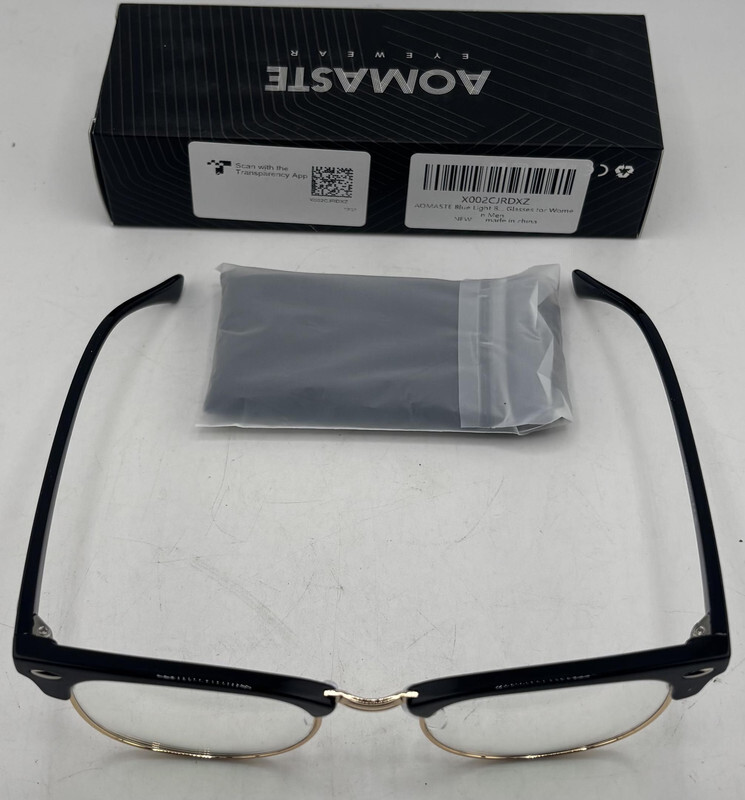 AOMASTE BLUE LIGHT BLOCKING CLEAR LENS COMPUTER GAMING GLASSES UNISEX BLACK/GOLD