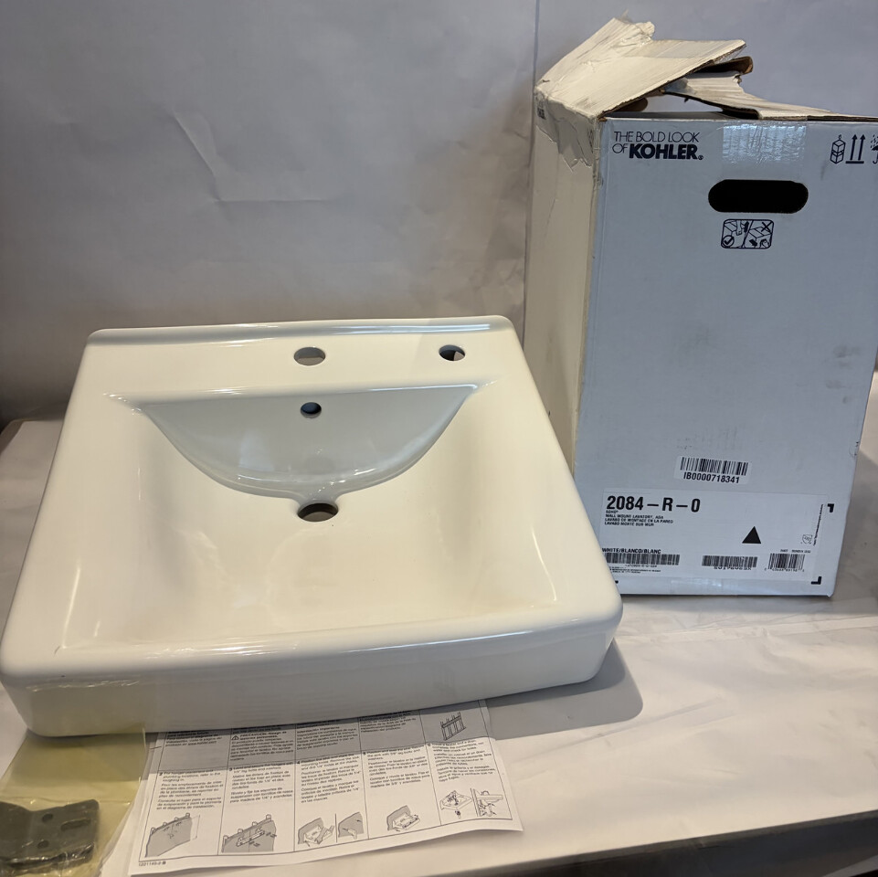 KOHLER SOHO WALL MOUNT BATHROOM SINK 18" COLOR WHITE ADA 2084-R-0