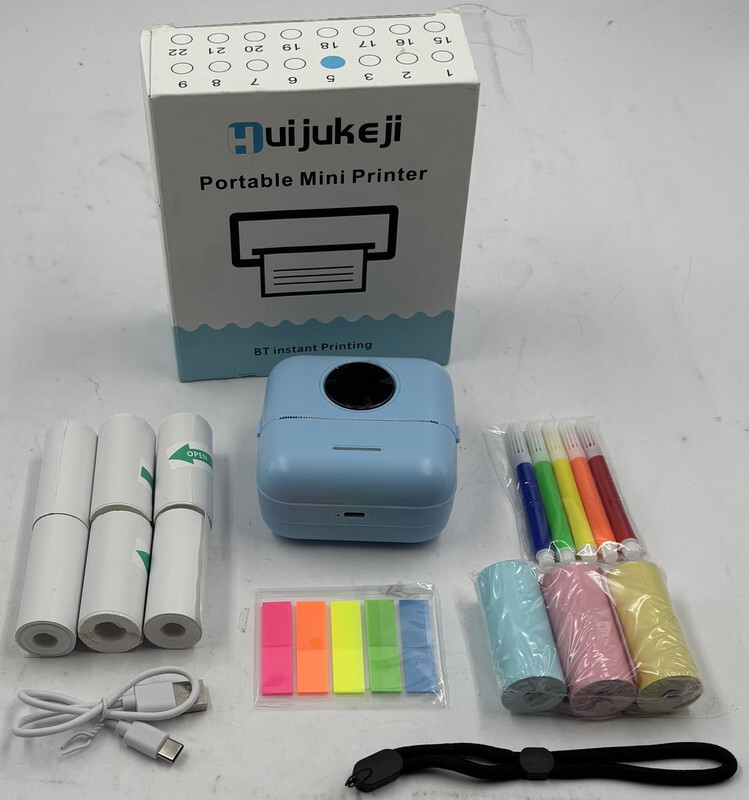 HUIJUKEJI MINI PRINTER CYAN BLUETOOTH INSTANT PRINTER PORTABLE AND INKLESS