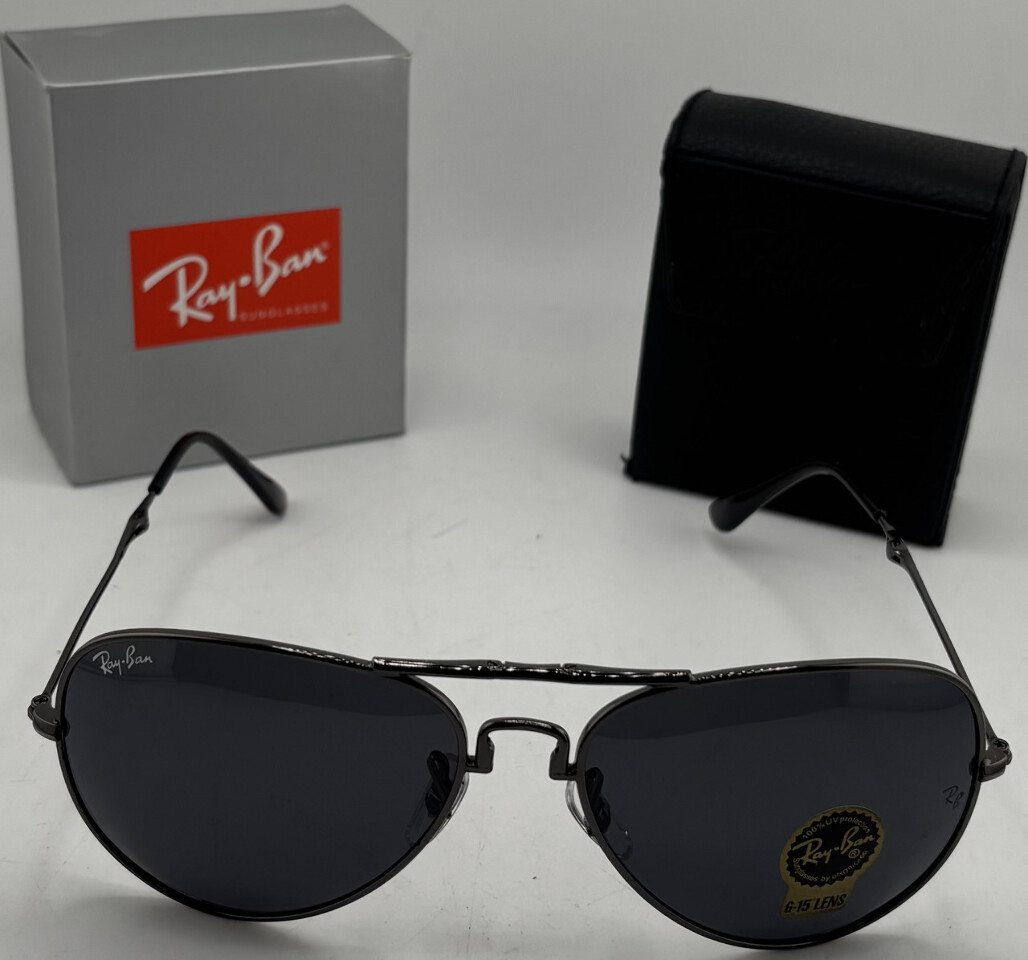 RAYBAN 3479 POLISHED GUNMETAL FOLDING AVIATOR SUNGLASSES 62-15-145 G-15 G15 LENS