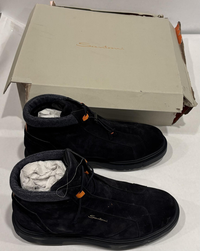 SANTONI CORVAT-D-GEXU60 MGSM18972OCNAGEXU60 MEN'S BLUE SUEDE HIKING BOOTS US 10