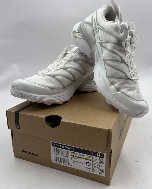 SALOMON XT-PATHWAY 2 476909 WHITE/ WHITE METAL SZ 7 EURO 38 2/3 QUICKLACE