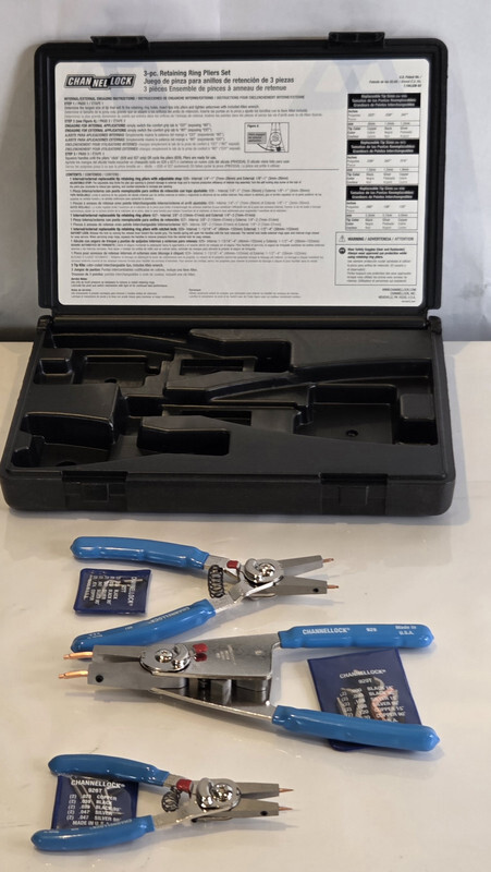 CHANNEL LOCK RT-3 3-PIECE CONVERTIBLE RETAINING RING PLIER SET 6.25" 8" 10" BLUE