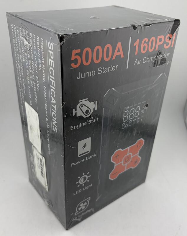 JUMP STARTER & AIR COMPRESSOR RS5 5000A 160 PSI POWER BANK PORTABLE