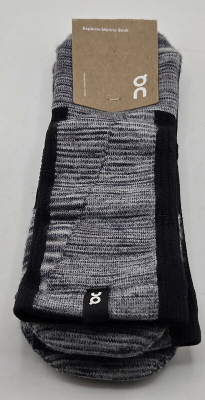 ON CLOUD EXPLORER MERINO MENS HIKING SOCKS BLACK/GLACIER XL CREW CUT