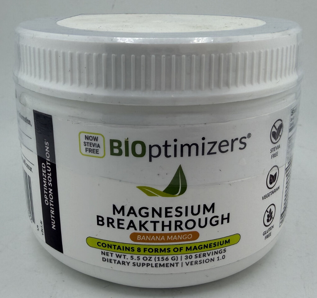 BIOPTIMIZERS MAGNESIUM BREAKTHROUGH 5.5OZ 30 SERVINGS BANANA MANGO EXP:02/2027