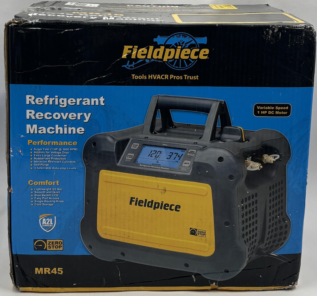 FIELDPIECE MR45 REFRIGERANT RECOVERY MACHINE A2L COMPAT 1HP VARIABLE DC MOTOR