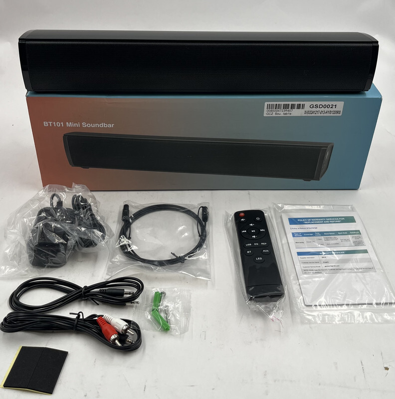 BT101 MINI SOUNDBAR REMOTE OPTIC AUXILLARY USB BLUETOOTH SIX AUDIO SETTINGS 3D